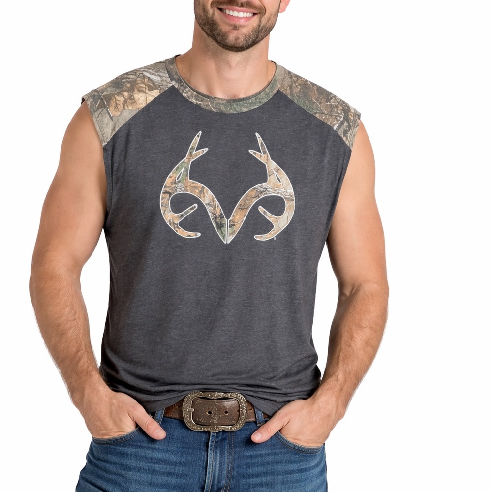 Realtree Men's Gray Camo Tank Top